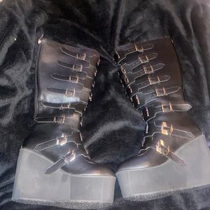 black platform boots